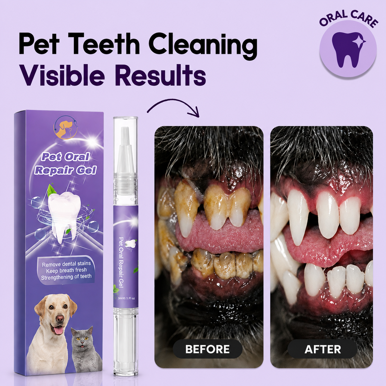 Before vs. after, teeth cleaning results